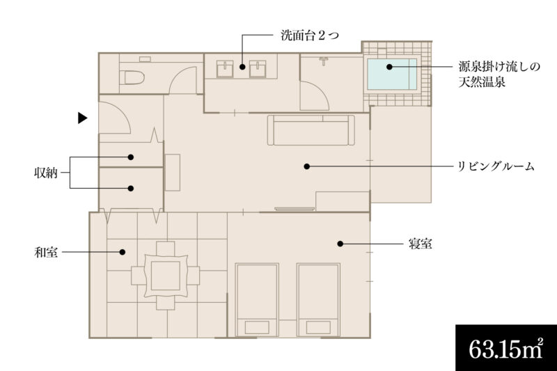 源泉掛け流しの温泉付きスイート【華雪】のご案内